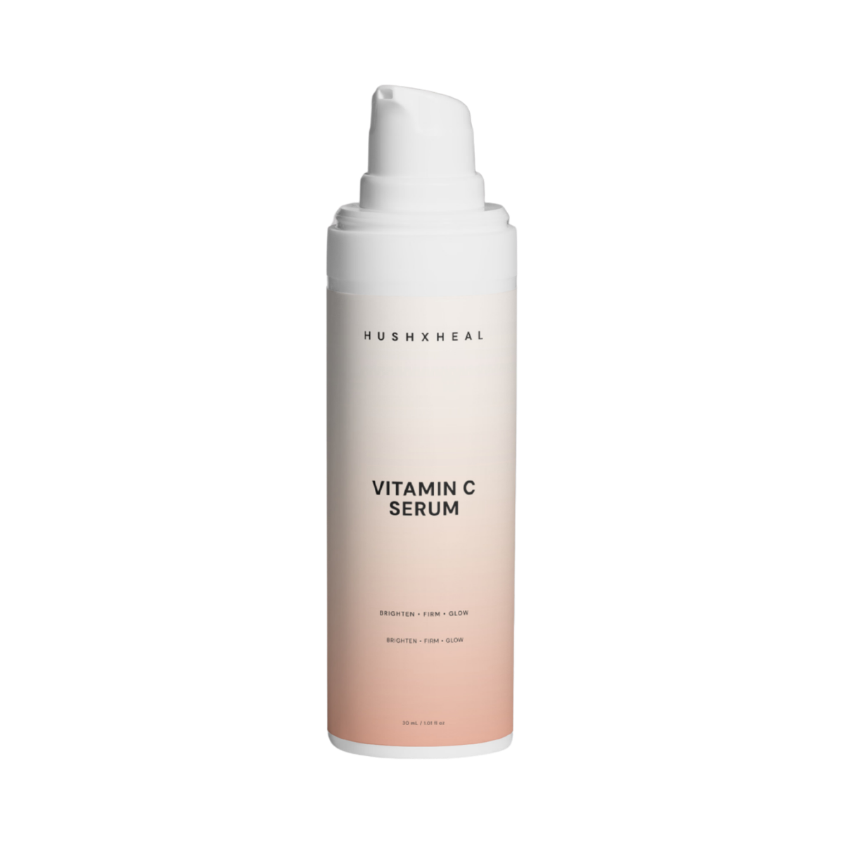 HUSHXHEAL Vitamin C Serum bottle on soft white background