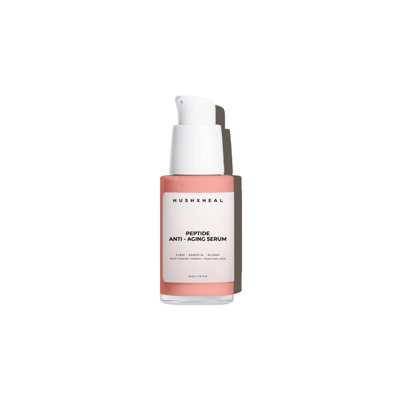 HUSHXHEAL Peptide Anti-Aging Serum in a coral pump bottle