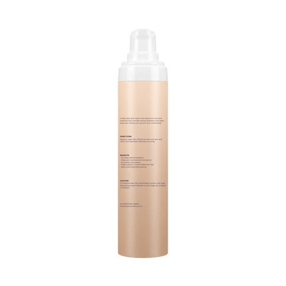 Back view of HUSHXHEAL Daily Comfort Cream 50 mL pump bottle showing directions, benefits and product information.