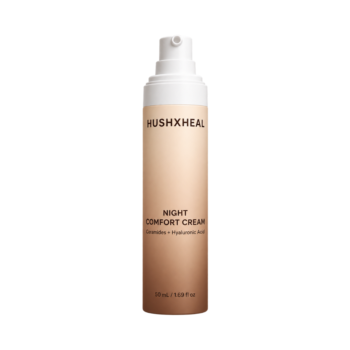 HUSHXHEAL Night Comfort Cream with ceramides and hyaluronic acid, 50 mL front bottle