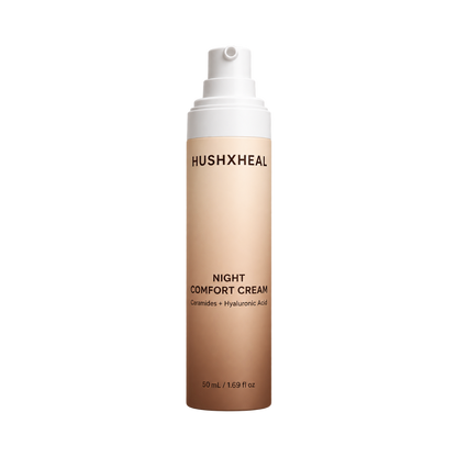 HUSHXHEAL Night Comfort Cream with ceramides and hyaluronic acid, 50 mL front bottle