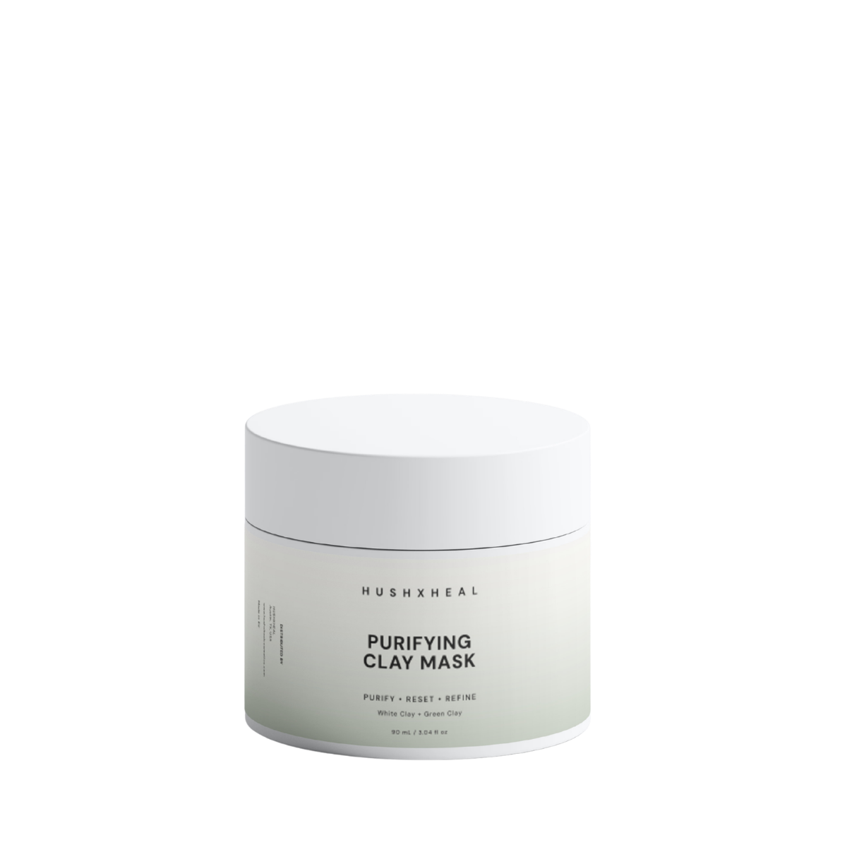 HUSHXHEAL Purifying Clay Mask jar on a clean background.