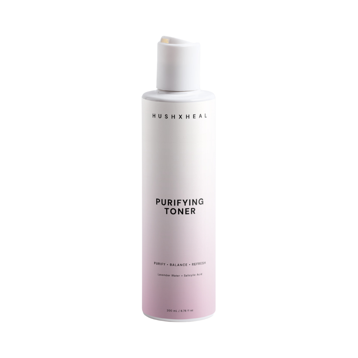 HUSHXHEAL Purifying Toner bottle on soft white background